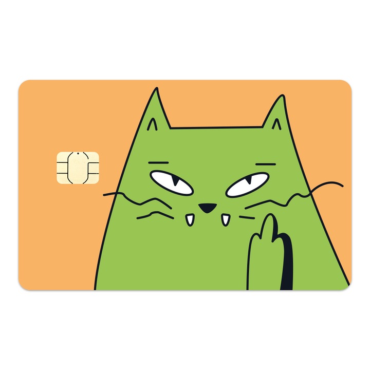 Folie Skin Autocolanta pentru Card de Credit, Card de Debit cu Cip Mic - Pisica Amuzanta, Cat Flip