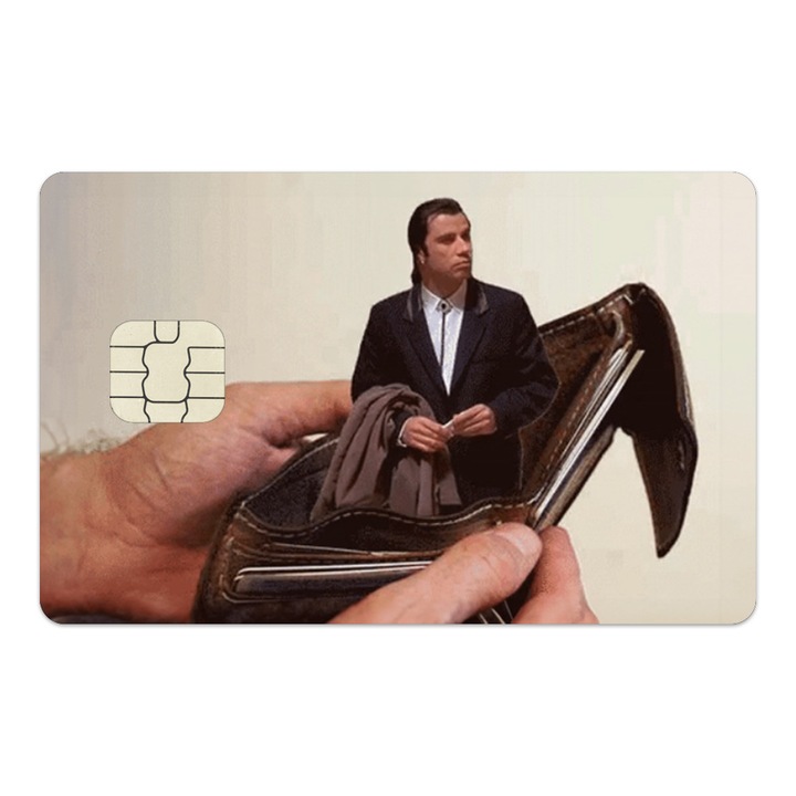 Folie Skin Autocolanta pentru Card de Credit, Card de Debit cu Cip Mare - Meme Confused Travolta