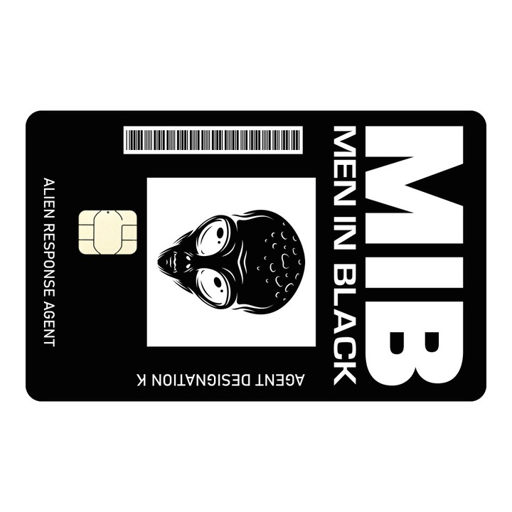 Folie Skin Autocolanta pentru Card de Credit, Card de Debit cu Cip Mic - Men in Black ID, Legitimatie Men in Black