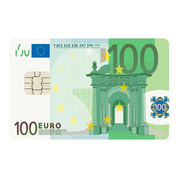 Folie Skin Autocolanta pentru Card de Credit, Card de Debit cu Cip Mare - Banconota 100 Euro