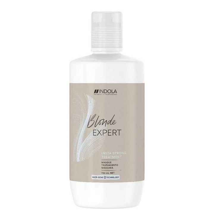 Indola Blonde Expert InstaStrong Treatment 750ml– Tratament Reparator Intens pentru Par Blond Degradat, cu Tehnologie Hair-Bond si Fara Silicon