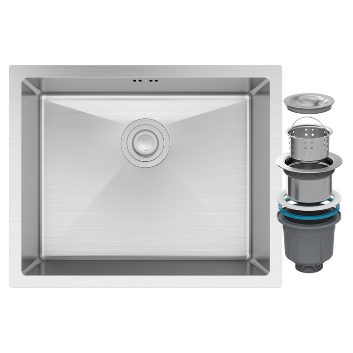 Chiuveta sub blat Bari54, Granitan, Otel, Crom