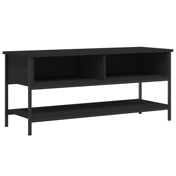 Comoda TV Zakito Europe, lemn compozit, 2 compartimente, negru, 100x35x45cm