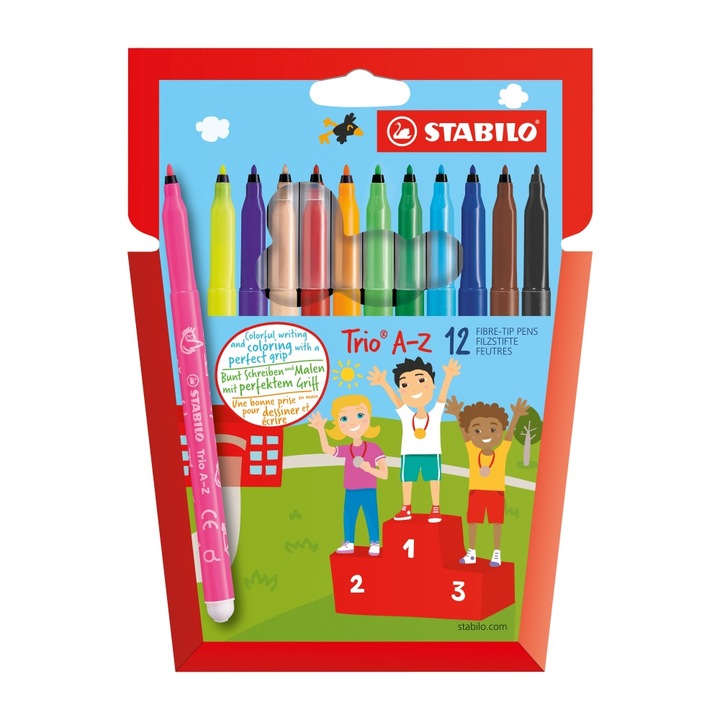 Set markere, Stabilo, Trio AZ, 12 culori
