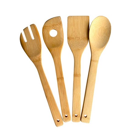 Set 4 ustensile de bucatarie, Frandis, 30 cm, bambus natural