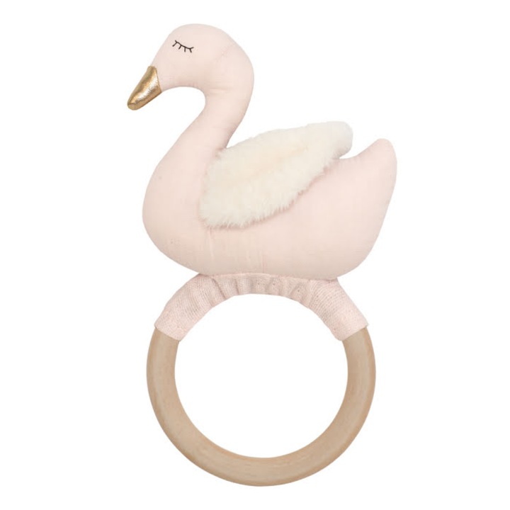 Бебешка дрънкалка JaBaDaBaDo, Swan, 0+ месеца