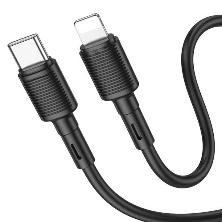 Daden adat- és töltőkábel, ultra ellenálló, USB Type C to Lightning, C típusú, gyorstöltés, 20 W, 1 méter, fekete
