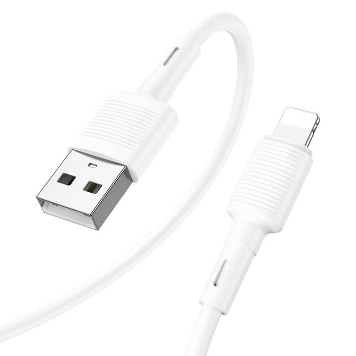 Daden adat- és töltőkábel, ultra ellenálló, USB-vel Lightning, gyorstöltés, 2,4 A, 1 méter, fehér