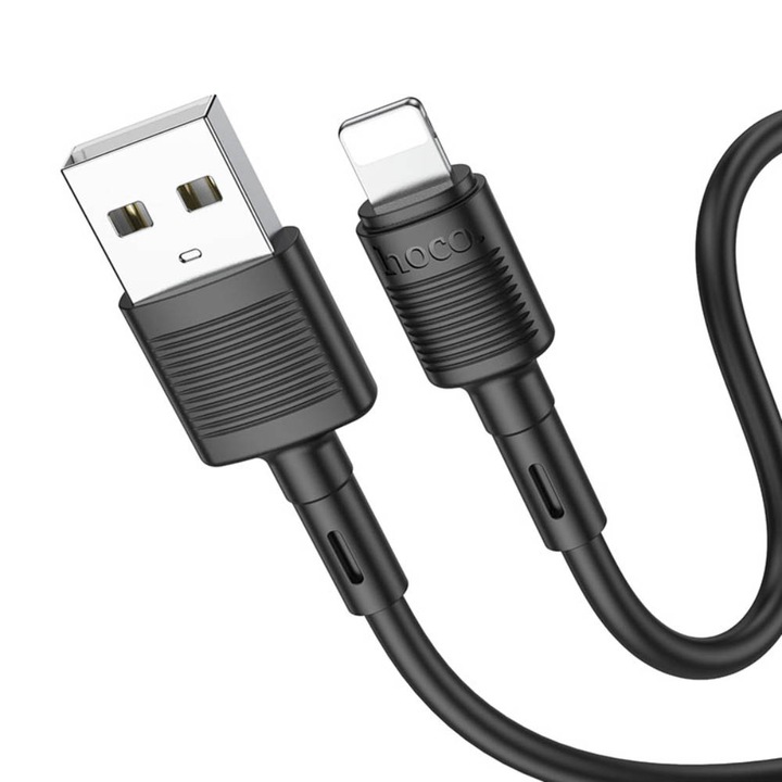 Daden adat- és töltőkábel, ultra ellenálló, USB-vel Lightning, gyorstöltés, 2,4 A, 1 méter, fekete