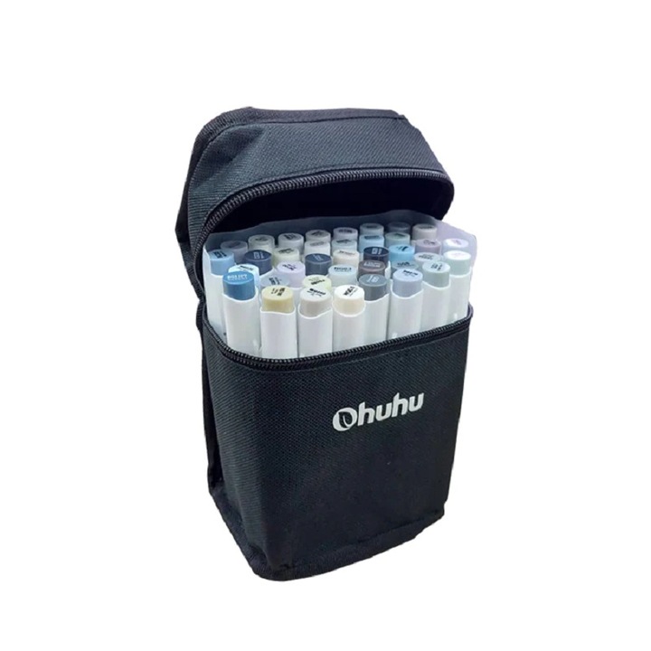 Комплект 36 маркера Ohuhu Honolulu, Алкохолна основа, Сив