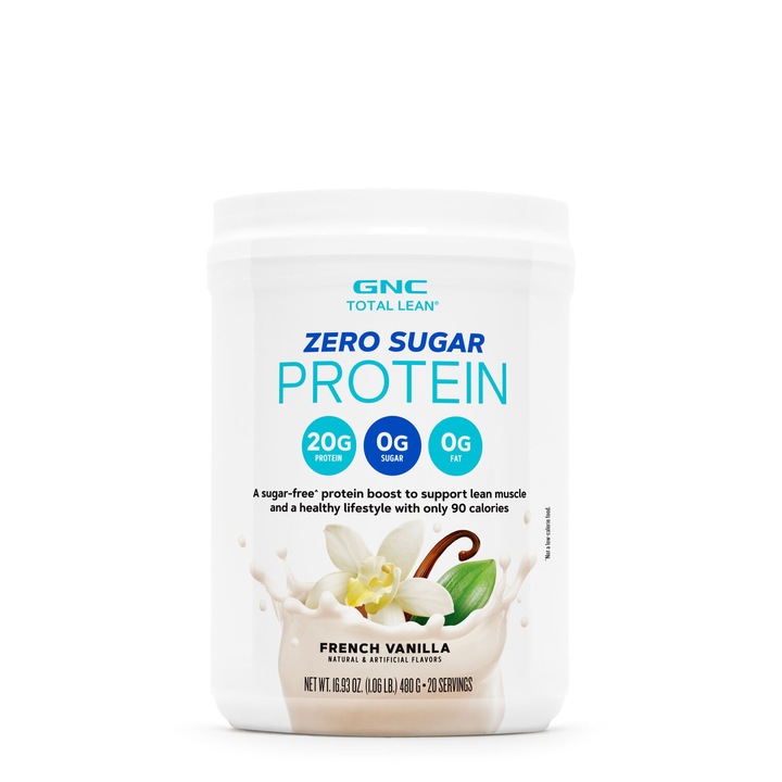 Proteina fara Zahar cu Aroma de Vanilie, GNC Total Lean Zero Sugar, 480 g