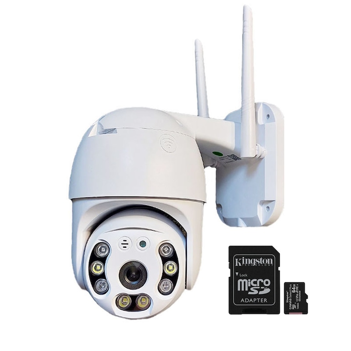 XV SMART WIFI térfigyelő kamera, 64 GB memóriával, telefoncsatlakozással, Full HD 1920x1080, kültéri/beltéri, IP66 vízálló, színes, éjszakai látás, mozgásérzékelő, riasztó, kétirányú hang