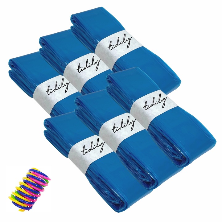 Set rezerva 6 saci compatibili cu casetele LitterLocker si Littycat, pentru cos ermetic gunoi pisica, albastri de unica folosinta si o jucarie pentru pisici - Tidily