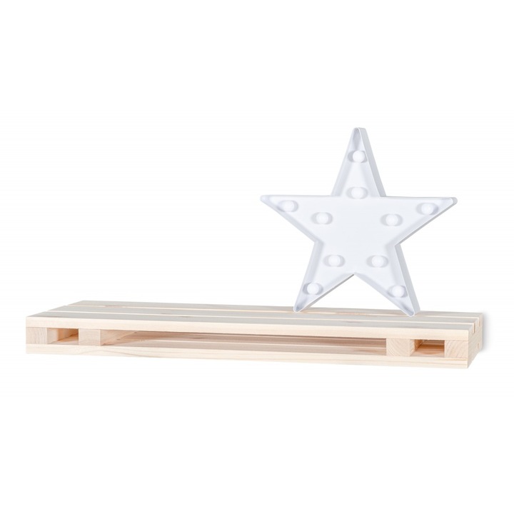 Raft de perete @Mobleto decorativ palet 80x23,5x5 cm, raft de carti, raft suspendat, raft dormitor, etajera, raft de bucatarie, home decor, amenajari interioare, design minimalist, rezistent