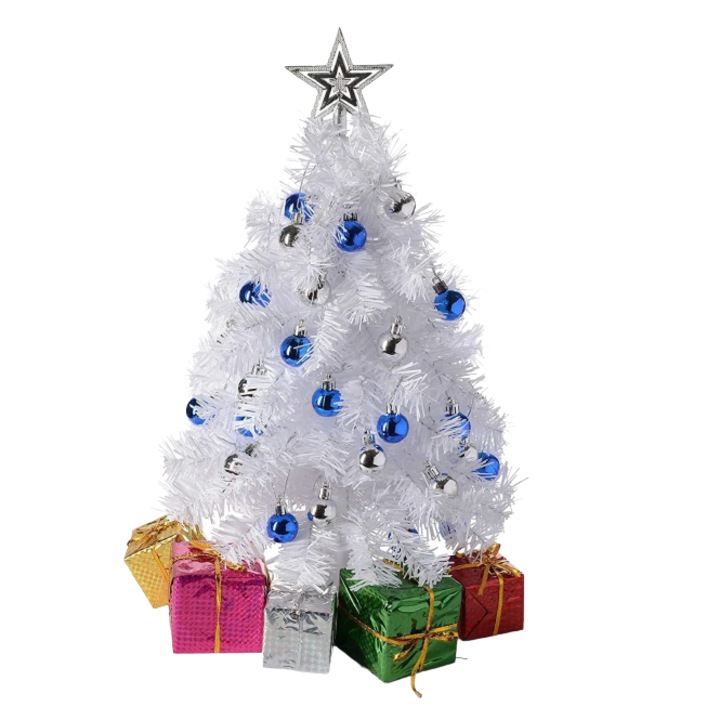 Mini brad de Craciun Prextex, LED, plastic, multicolor, 58 cm