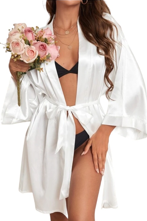 Дамски халат, сатен, с шнур на талията, Pure Bride, M/38