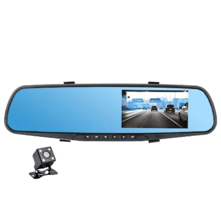 Oglinda Auto cu camera fata si marsarier, eSimplu®, Park Assist, Full HD, G-sensor, Foto-Video