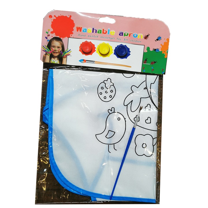 Sort de Protectie la Pictat pentru Baieti, cu pensula si guase, 48x38cm, material PVC, VisionXXI