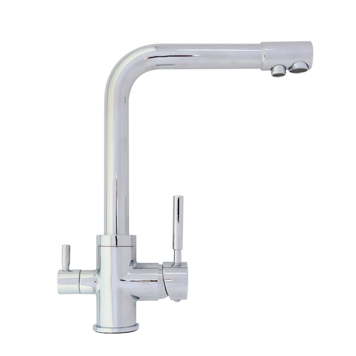 Baterie bucatarie cu 3 cai pentru filtru de purificare apa, Aquator, Crom