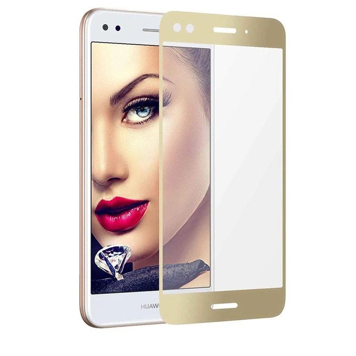 Folie din sticla 5D securizata Compatibil cu Telefon, Compatibila cu Huawei P9 Lite Mini, Full Glue, Premium, Gold