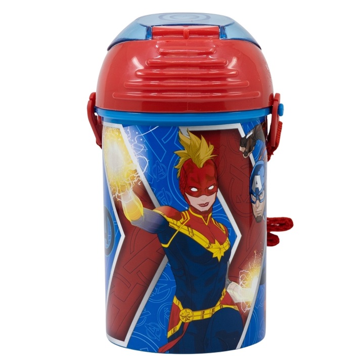 Vizes palack, szivárgásmentes, sokszínű, 450 ml, BPA-mentes, Heraldikai Hadsereg, Bosszúállók