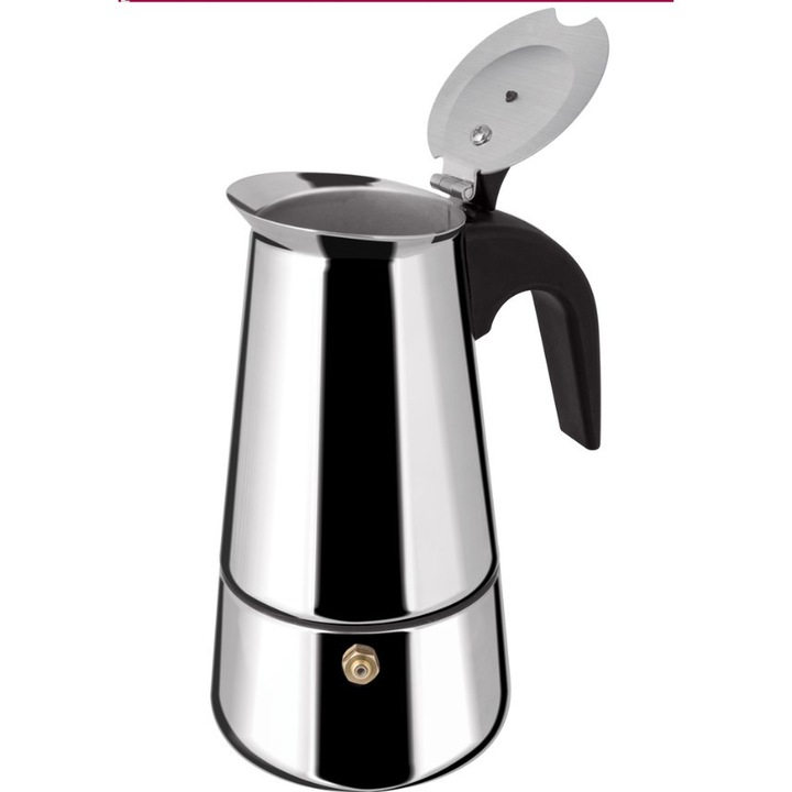 Кафеварка за котлон Moka Pot Kaffe, Неръждаема стомана 18/10, За 2 чаши, 100 мл