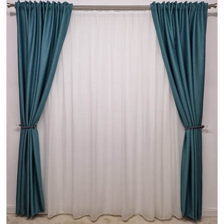 Draperie Rustic Turcoaz, Blackout cu rejansa pentru sina 2 buc x 100 x 230