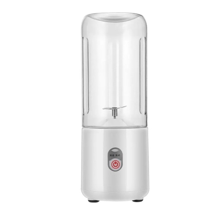 Мини електрически блендер, Ourea, 80 W, 20 000 RPM, 1300 MA, преносим, мултифункционален, самопочистващ се, дълга автономия, капацитет 500 ml, 6 3D остриета, батерия, бял