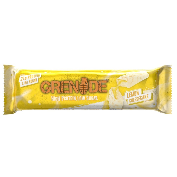 Baton Proteic cu Aroma de Cheesecake de Lamaie, Grenade High Protein Lemon Cheesecake, 60 g