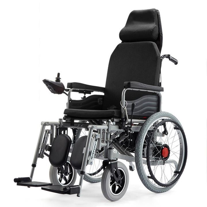 Elektromos kerekesszék idősek vagy mozgássérültek számára, 6002-es modell, 20Ah lítium akkumulátor, teljesen lehajtható ülés