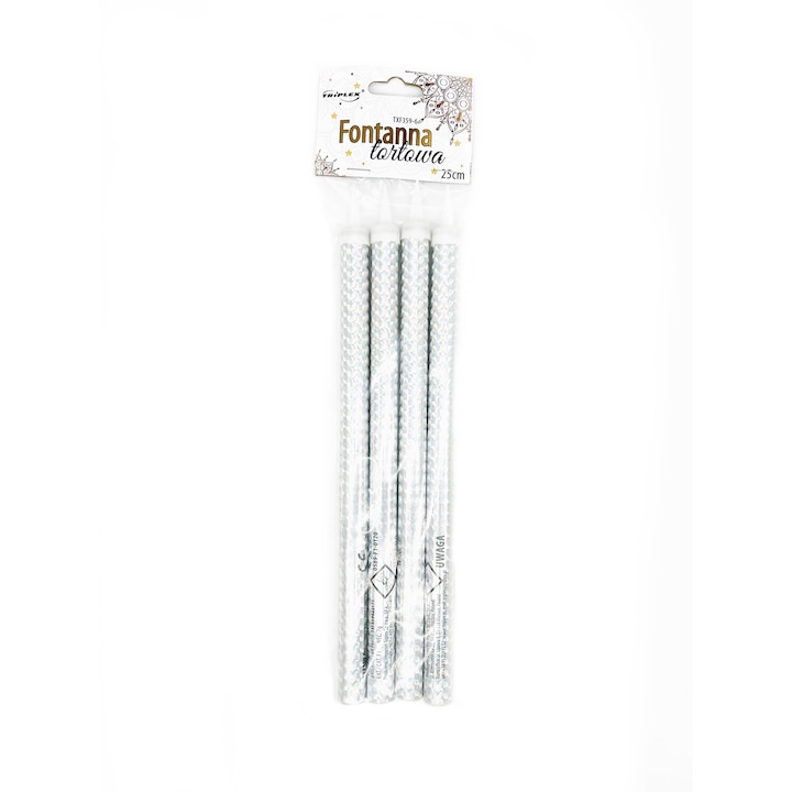 Set 4 artificii pentru tort, 25 cm, Argintiu