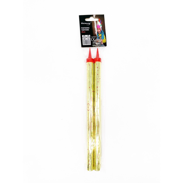 Set 2 artificii pentru tort, 25 cm, 90 sec, Auriu