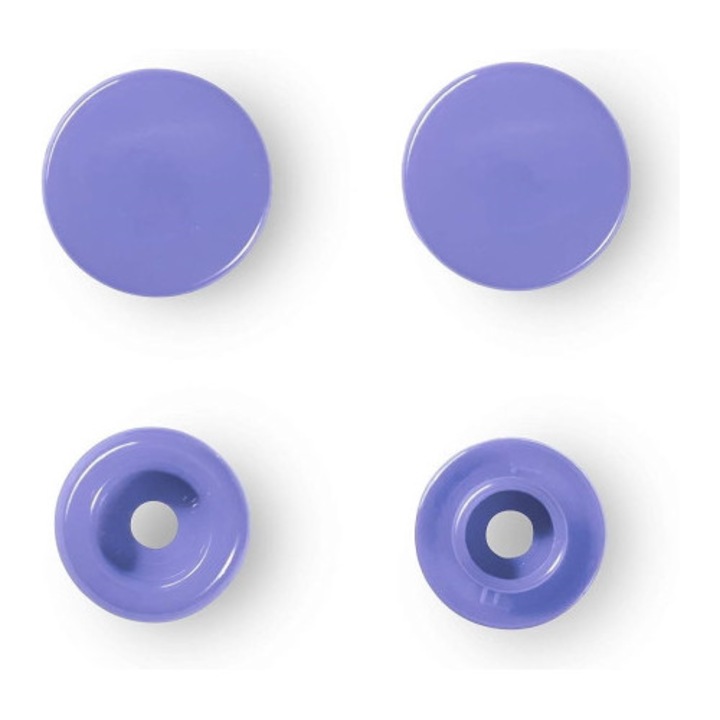 Set capse din plastic, rotunde, 30 de bucati, diametru 12.4 mm Prym lavanda