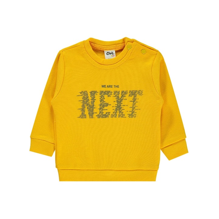 Következő unisex blúz, hosszú ujjú, 100% pamut, Sárga