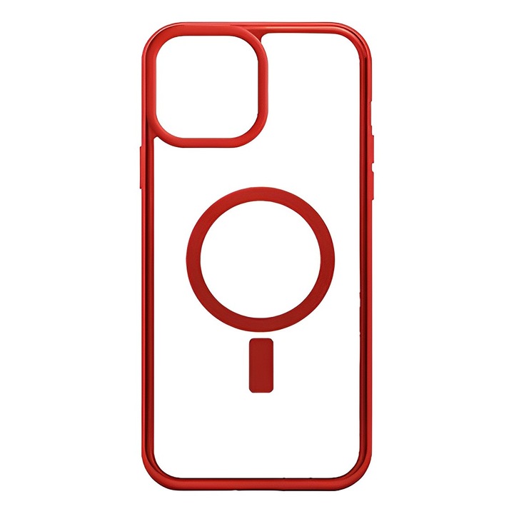 Магнитен защитен калъф за iPhone 12 / 12 Pro, функция MagSafe, компактен дизайн, видимо лого, защита на камерата, против пръстови отпечатъци, против удар, против надраскване, пламтящо червено
