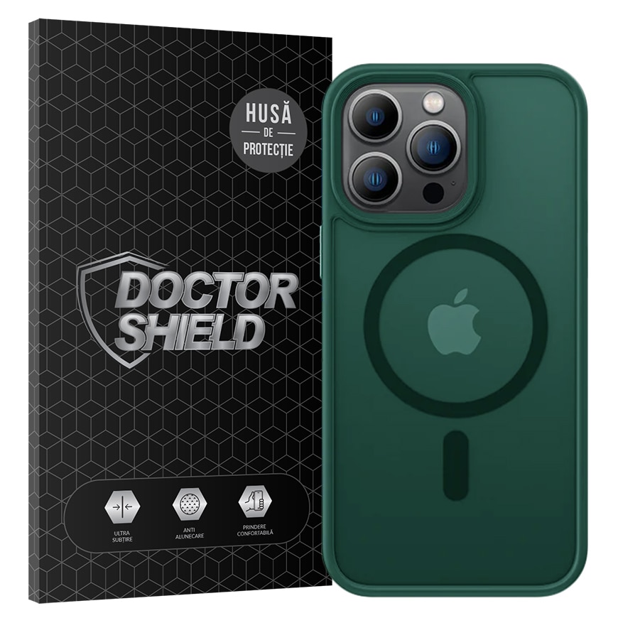 Husa de Protectie, Compatibila Apple iPhone 14 Pro Max, Doctor Shield Fantom, MagSafe - Verde