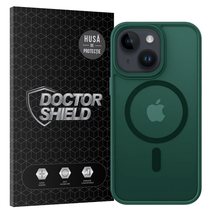 Husa de Protectie, Compatibila Apple iPhone 13, Doctor Shield Fantom, MagSafe - Verde