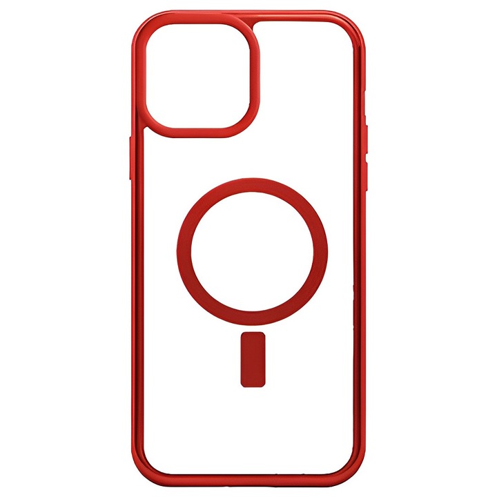 Husa Protectie Magnetica pentru iPhone 12 / 12 Pro, Functie MagSafe, Design Compact, Logo Vizibil, Protectie Camera, Anti Amprente, Anti Socuri, Anti Zgarieturi, Blaze Red