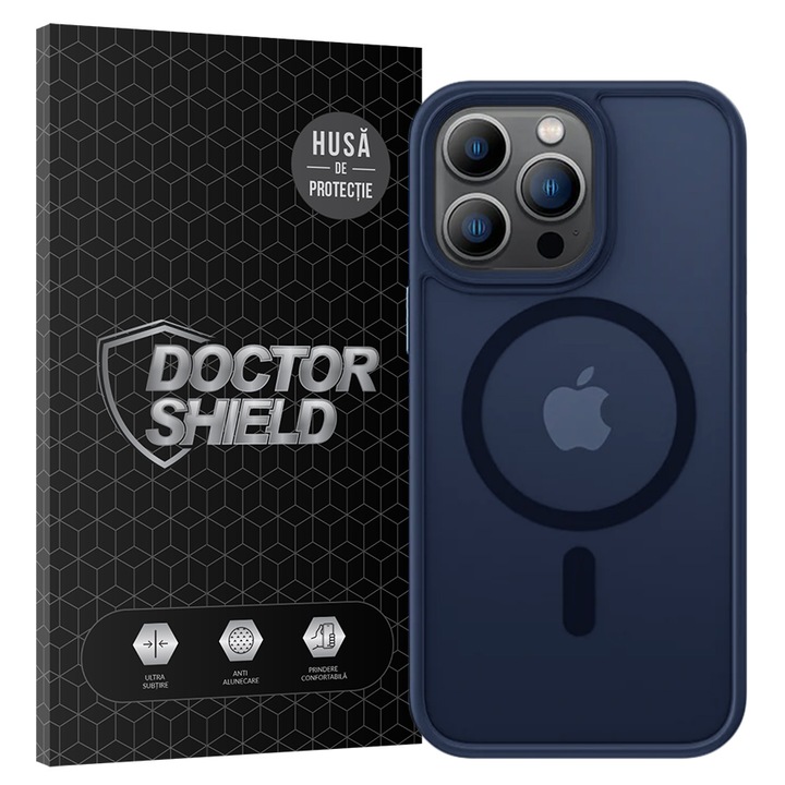 Husa de Protectie, Compatibila Apple iPhone 14 Pro Max, Doctor Shield Fantom, MagSafe - Albastru