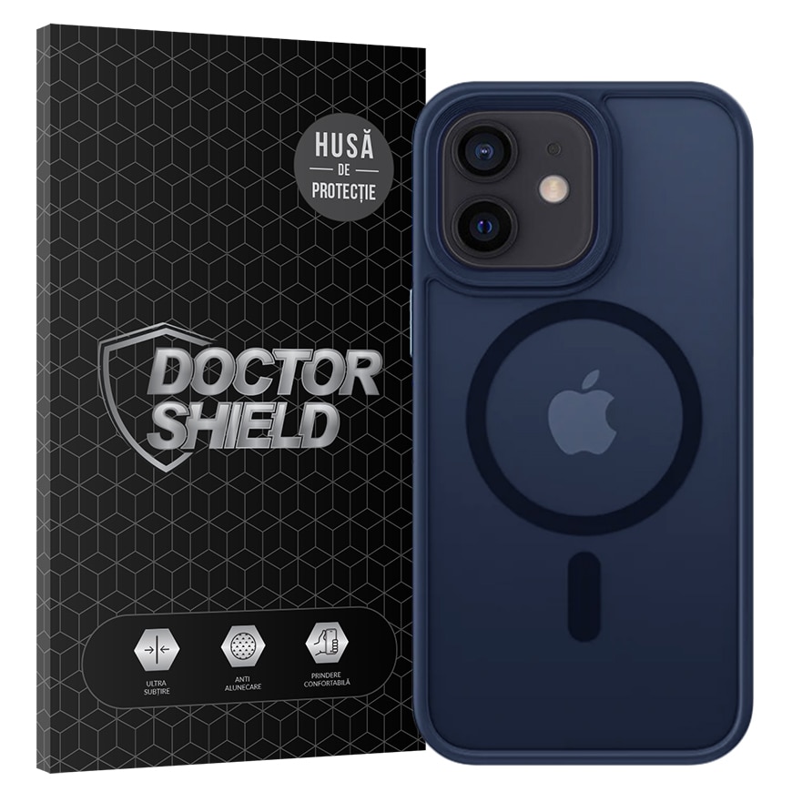 Husa de Protectie, Compatibila Apple iPhone 12, Doctor Shield Fantom, MagSafe - Albastru