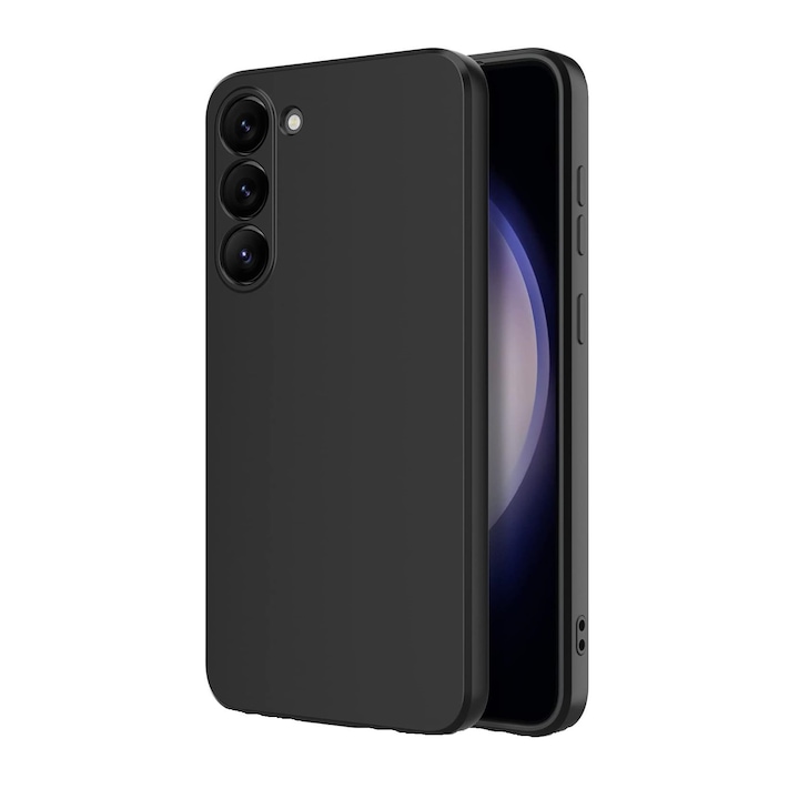 Husa protectie compatibila cu Samsung Galaxy S23 Plus, slim, silicon Negru, interior din microfibra, protectie camera, protectie ecran, ISAG