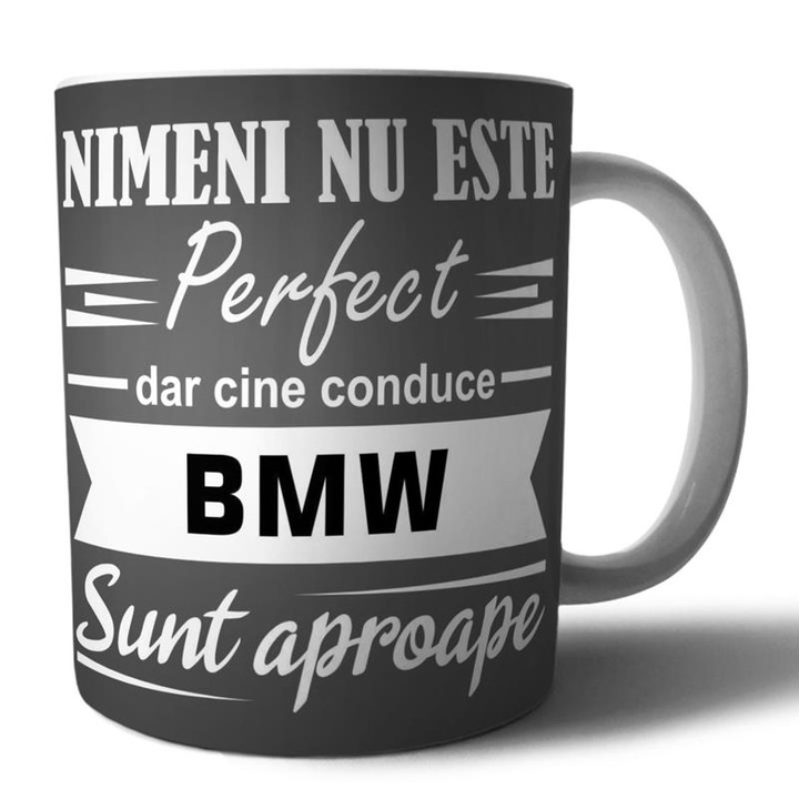 Cana din ceramica Mobiltokguru, Model, Nimeni nu este perfect BMW, Multicolor, 300 ml