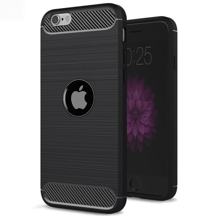 Tok iPhone SE 2, SE 2020 / SE 3, SE 2022 készülékhez - Techsuit Carbon Silicone - Fekete
