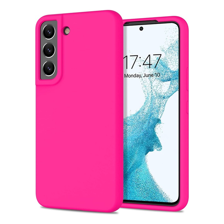 Husa Jelly Silicone Compatibil cu Samsung Galaxy S22, Interior de microfibra, Flexibila, Hot Pink