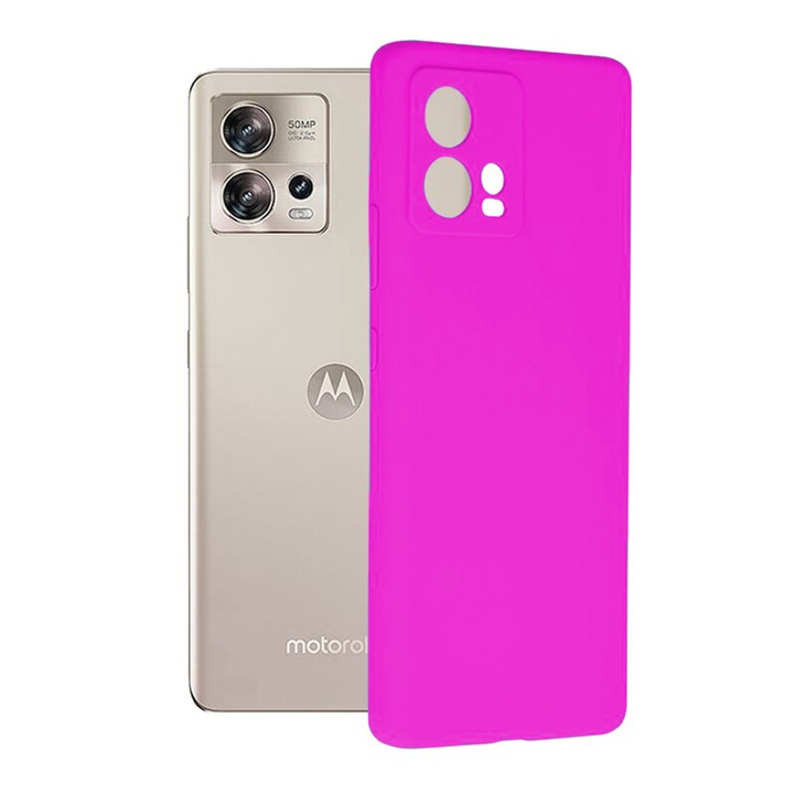 Микрофибърен TPU силиконов калъф за Motorola Edge 30 Fusion, микрофибърна вътрешност, ултра мек силиконов екстериор, мек на допир, тънък, издръжлив, гъвкав, оптимална ултра защита, неоново розово