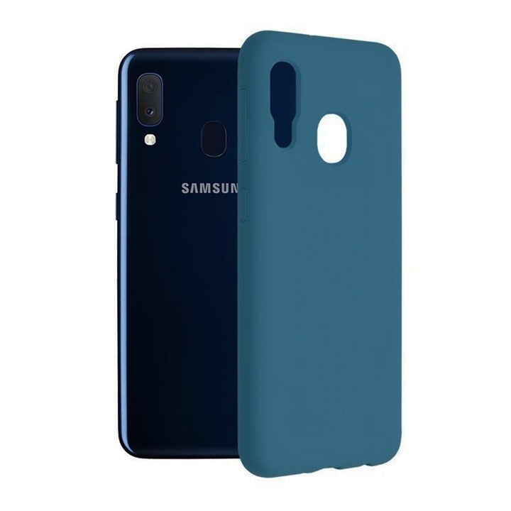 Husa Jelly Silicone Compatibil cu Samsung Galaxy A20e, Interior de microfibra, Flexibila, Albastru Inchis