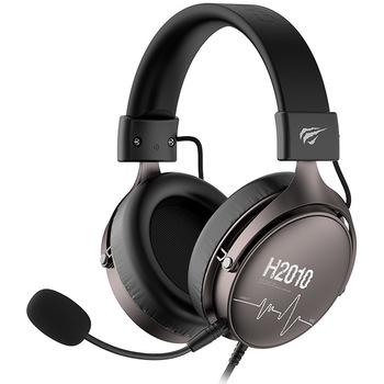 Casti gaming cu microfon HAVIT H2010d, sunet Hi-Fi, difuzoare 50mm, microfon detasabil, control volum, cupe cu spuma cu memorie, conectare prin Jack 3.55mm, multiplatforma, negru/ocru