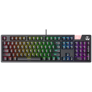 Tastaura gaming mecanica HAVIT KB862L, iluminare RBG, Blue switch, 104 taste, US layout, taste anti-ghosting, buton de control al volumului, capac superior magnetic detasabil USB, negru