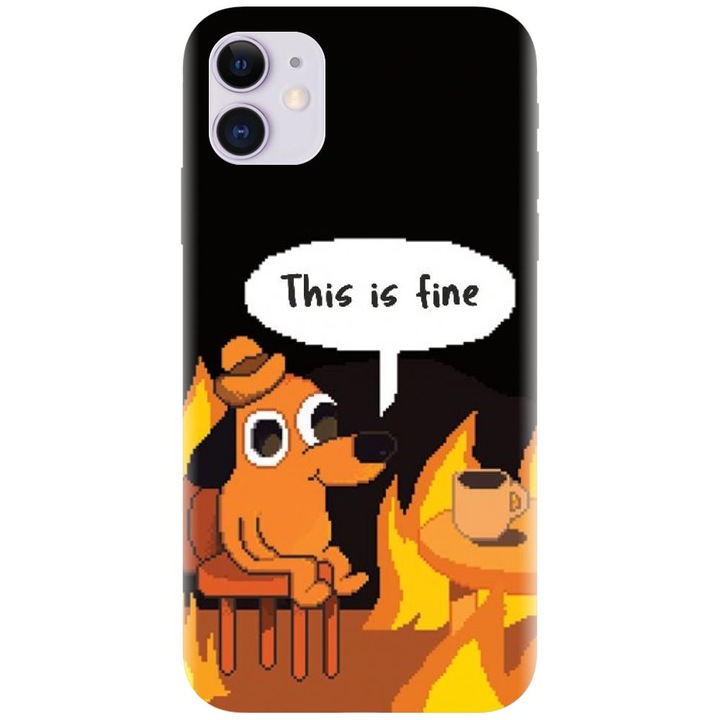 Apple Iphone 11 (6.1) telefonnal kompatibilis szilikon tok – Pixel Art This Is Fine modell