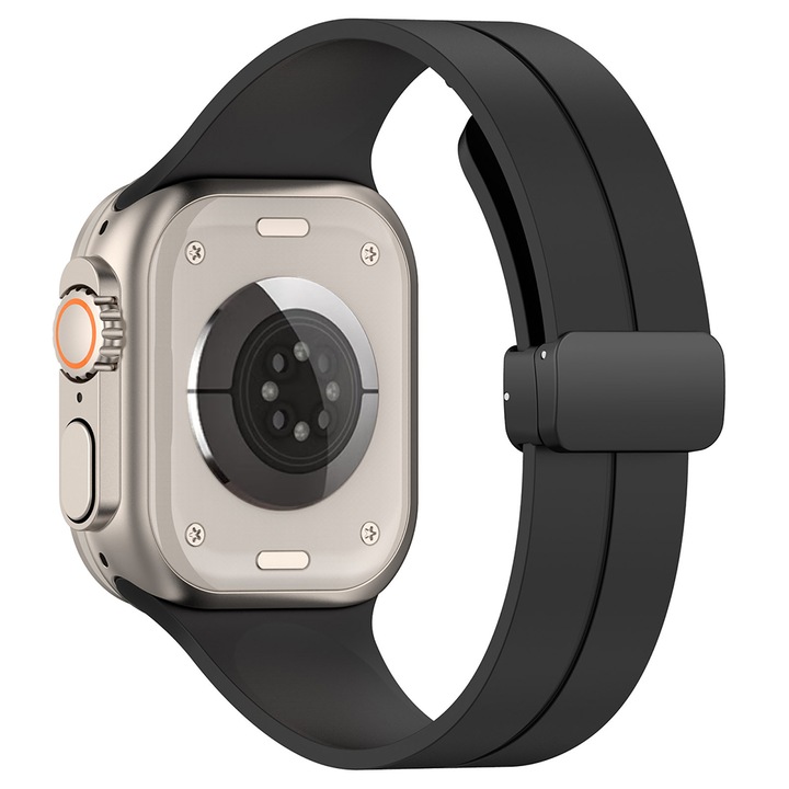 Гривна Smartwatch, съвместима с Apple Watch 1/2/3/4/5/6/7/8/se/se 2 38/40/41 mm, метална катарама, минималистичен, черен